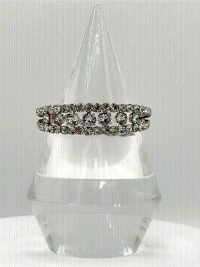 Vintage SCHOFFEL Austria Crystal Brilliant Rhinestone Cuff Bracelet Safety Chain